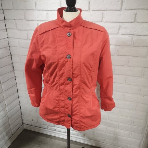 Eddie Bauer Ladies Size Large Salmon Lightweight Lined Button Front Jacket - Picture 1 of 6